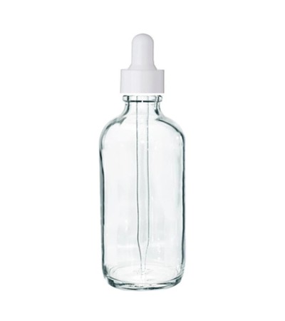 4 Oz Clear Glass Bottle With White Dropper