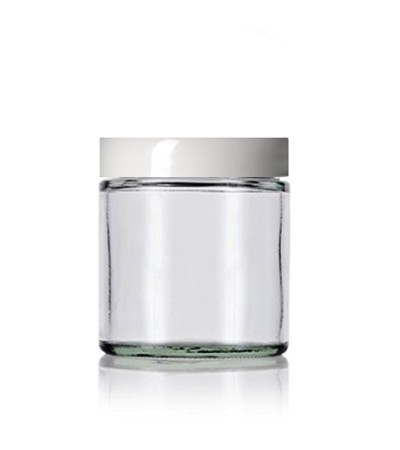 4 Oz Clear Glass Jar With White Smooth Lined Cap