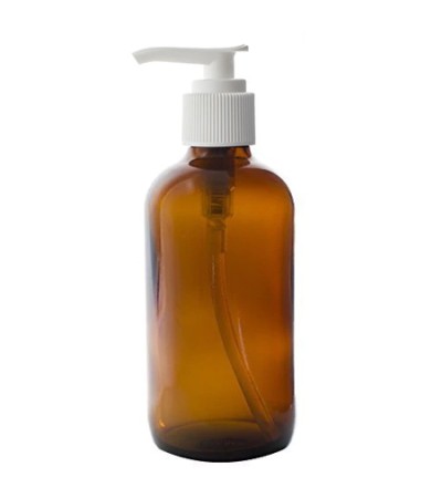 4 Oz Amber Glass Bottle With White Lotion Pump