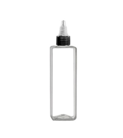 4 Oz Square PET Bottle With Natural Black Twist Cap