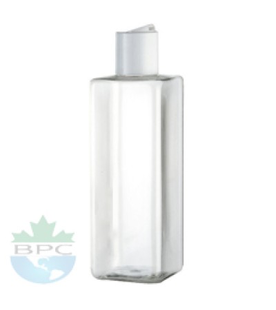 8 Oz Square Bottle With White Disc Top Cap
