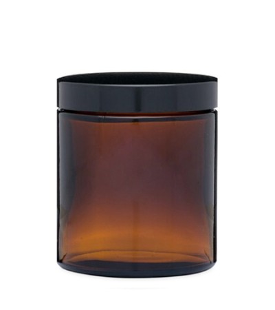 8 Oz Amber Straight Side Glass Jar With Black Cap