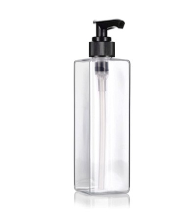 8 Oz Square PET Bottle With Black Lotion Pump