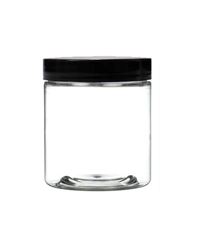 8 Oz Clear PET Jar With Black Cap