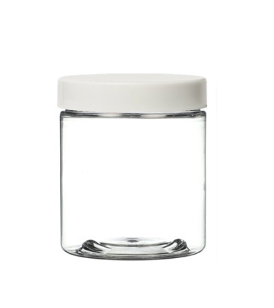 8 OZ Clear Pet Jar With White Cap