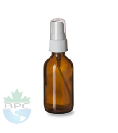 1 Oz Amber Glass Bottle With White Atomizer 