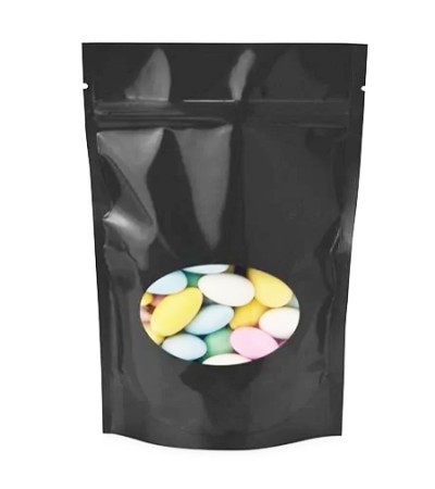 4 Oz Black Stand Up Pouch with Window 