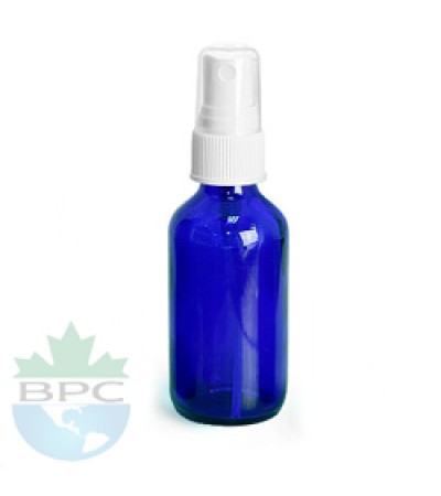 1 Oz Blue Glass Bottle With White Automizer 