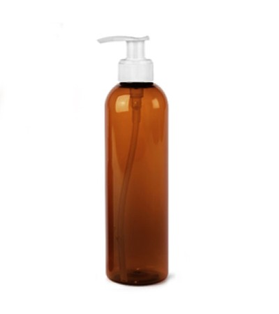 8 Oz Amber Pet Bottle With White Pump