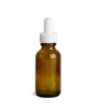 1 oz Amber Glass Bottle With White Dropper