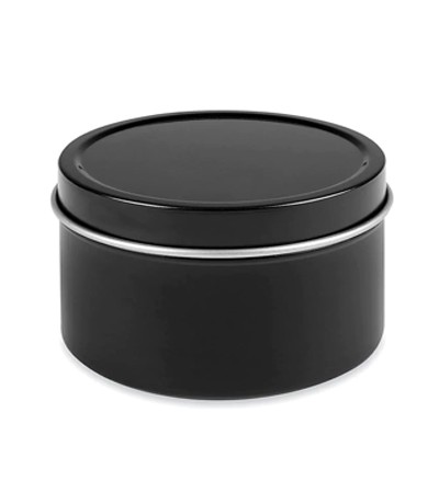 8 Oz Black Metal Tin Jar With Slip On Top