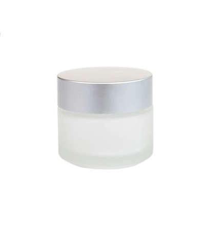 50 ml Frosted Glass Jar With Silver Lined Cap