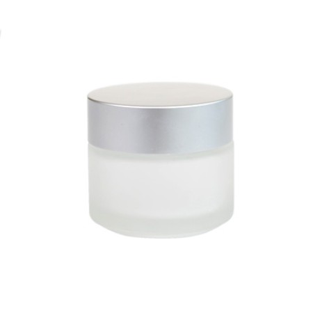 50 ml Frosted Glass Jar With Silver Lined Cap