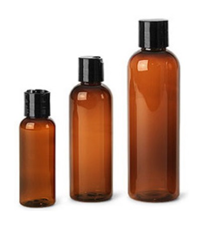 Amber Pet Bottles With Black Disc Top Cap