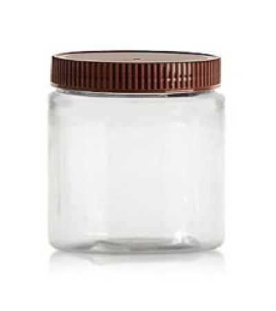 8 OZ Pet Jar Clear With Brown Cap (250 ml)